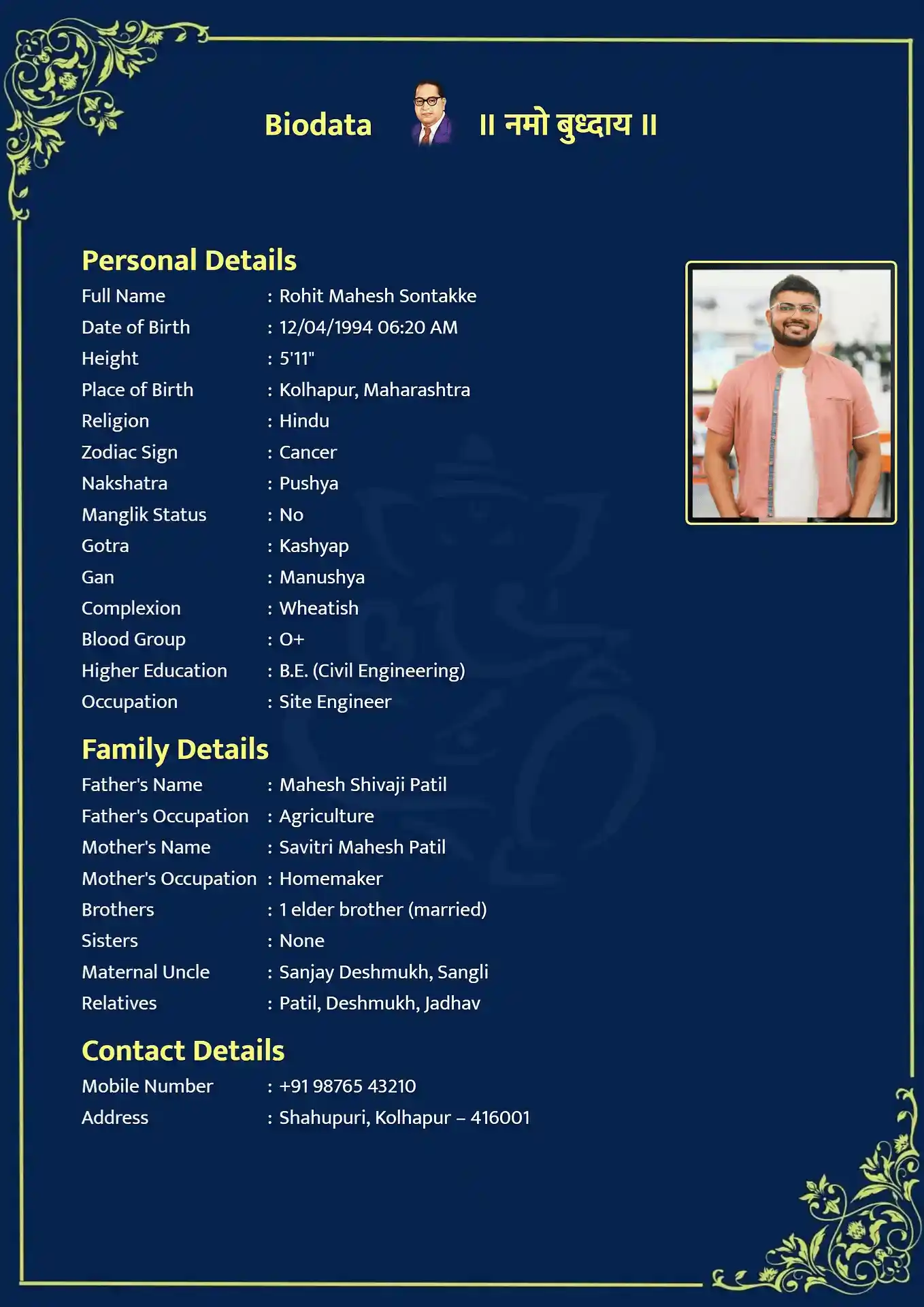 Blue biodata template preview