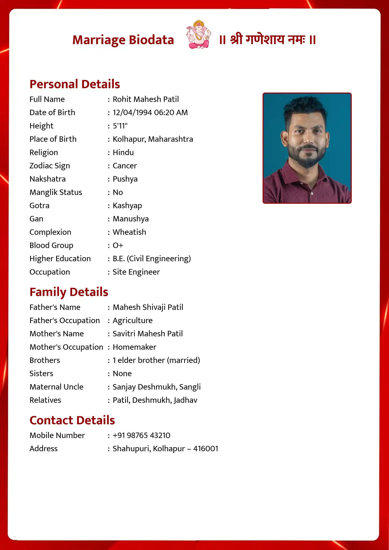Editable marriage biodata word format opened in Microsoft Word format 3