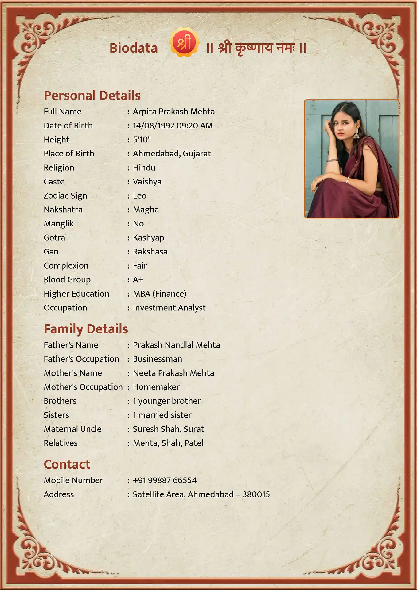 Marriage biodata format PDF download preview showing crisp text and template design format 1