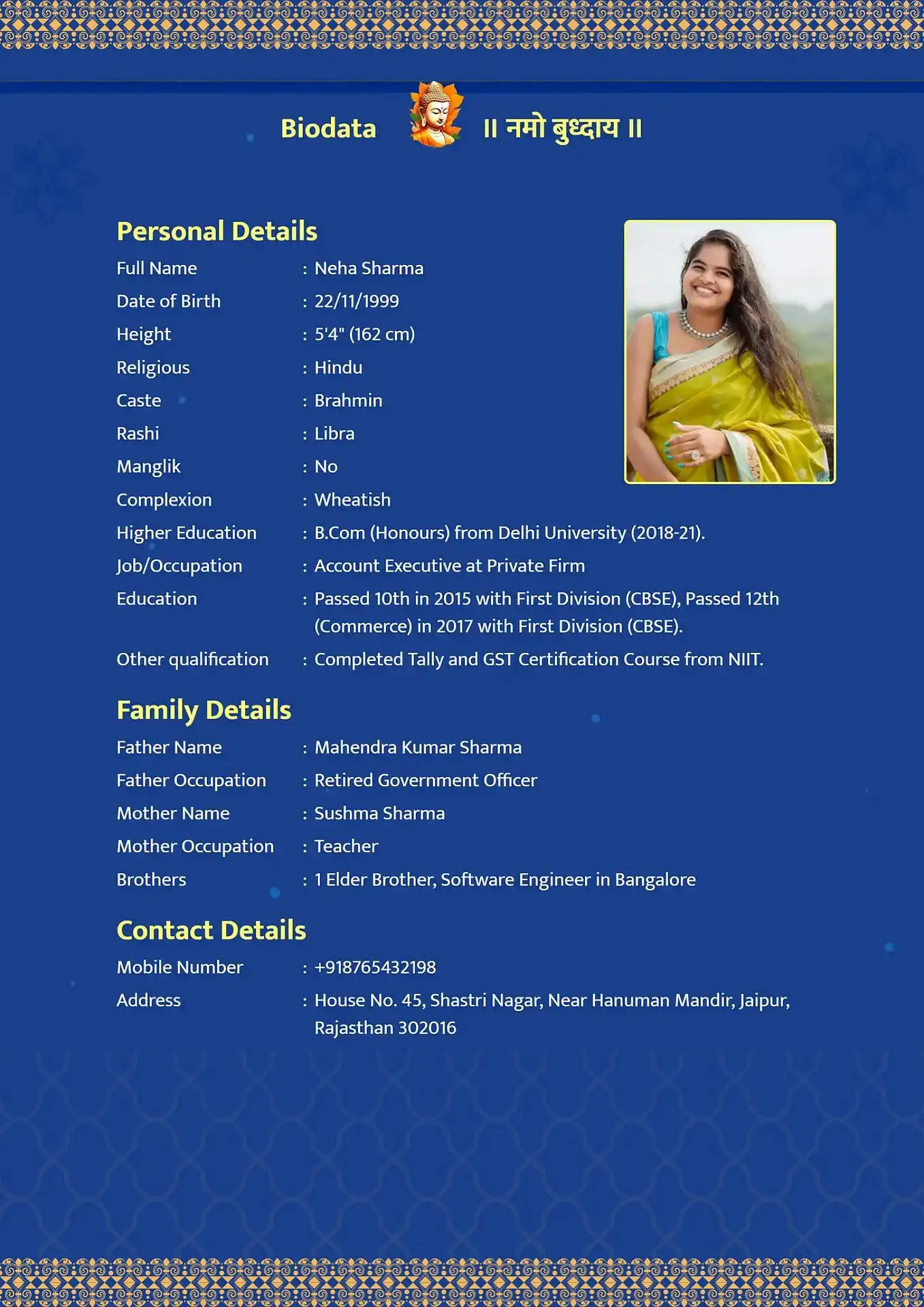 Professional marriage biodata format for boy with modern layout format 1