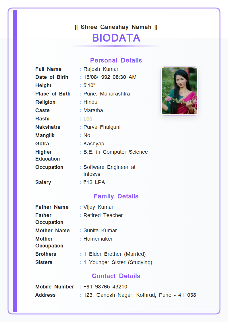 Gradient Modern  Marriage Biodata Format